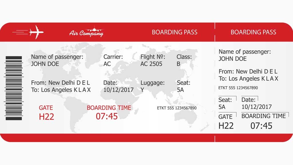 Boarding Pass with Air ticket number